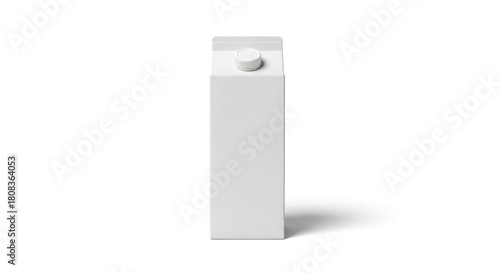 Isolated white milk carton stands alone against a plain, bright backdrop.