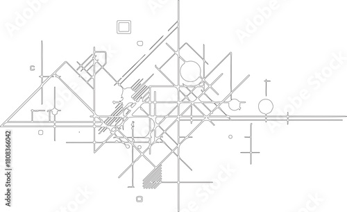 abstract technology background vector or sketch art or silhouette of abstract geometric architecture patterns.