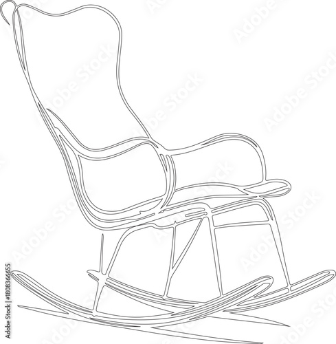 rocking chair vector illustration or silhouette or sketch art of chair made by hand drawn sketch art various geometric lines.