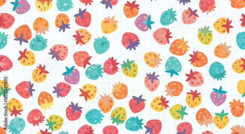 Sweet strawberry seamless pattern for fun summer designs and happy vibes, perfect for kids' fashion, playful backgrounds, and charming textile prints