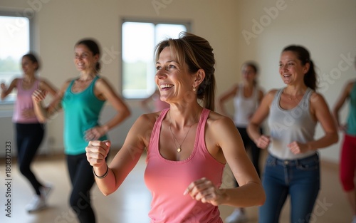 Empowering Inclusive Fitness: Diverse Group of Adults with Disabilities Engaging in Aerobics Class for Health and Happiness. High quality