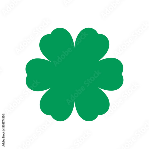 Green four leaf clover shape, good luck charm icon isolated on