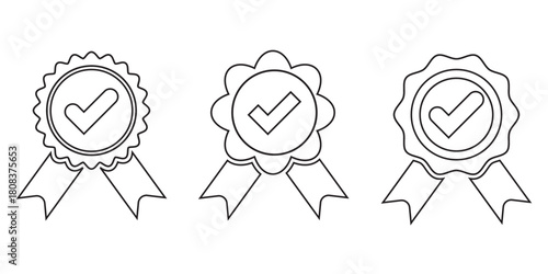 Accreditation icon. Set the company's product quality certificate is compliant the check mark symbol represents the standard quality control. approval icon. certified badge icon. EPS 10.