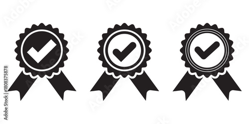 Accreditation icon. Set the company's product quality certificate is compliant the check mark symbol represents the standard quality control. approval icon. certified badge icon. EPS 10.