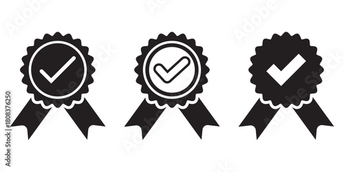 Accreditation icon. Set the company's product quality certificate is compliant the check mark symbol represents the standard quality control. approval icon. certified badge icon. EPS 10.