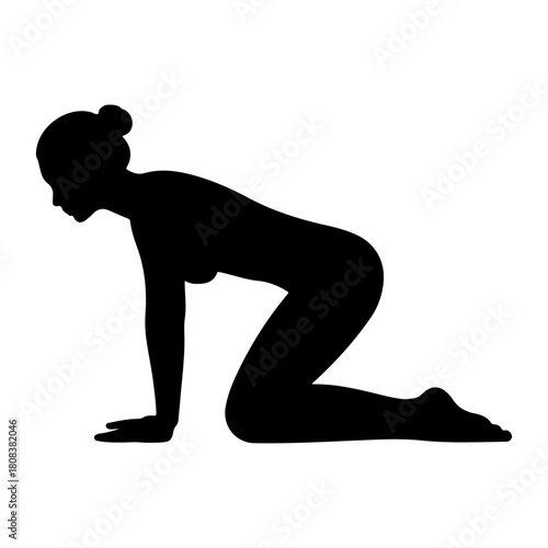 woman doing cow yoga pose blac silhouette