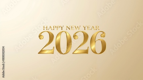 Happy new Year 2026 gold Text number isolated Background