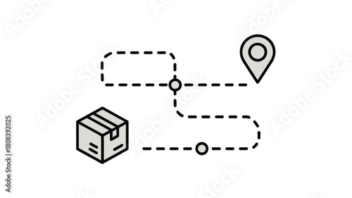 Package delivery route from origin to destination, showing a clear path.