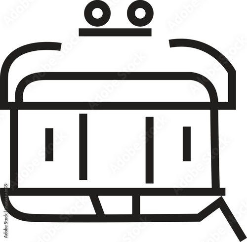 Abstract Geometric Vector Line Art Icon of a Subway Car, Train Carriage, or Public Transportation Vehicle