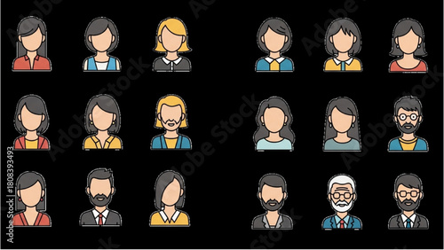 Collection of Diverse Professional Avatars for Business and Social Media