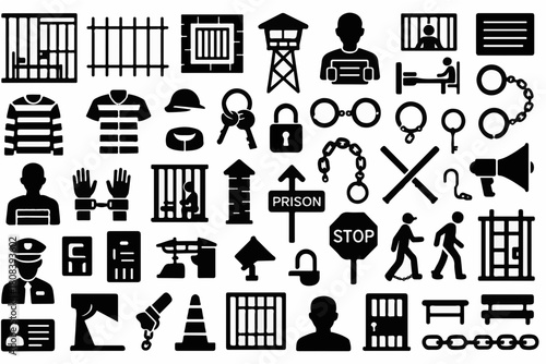 Jail & Prison Silhouette Vector Set – 45 Black & White Elements