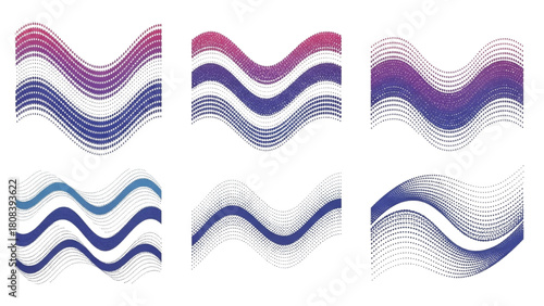 Gradient Waves Abstract Decorative Line Art Set with Blended Colors