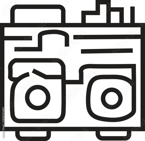 Abstract Geometric Line Art Vector Icon of a Portable Power Generator or Electronic Circuit Board Device