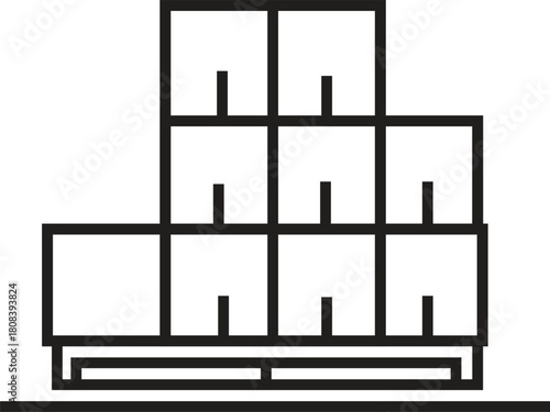 Abstract Modular Boxes Vector Line Art Icon Representing Storage, Containers, or Cube Shelving Units