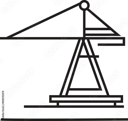 Minimalist Geometric Tower Crane Vector Outline Drawing Icon for Construction and Building Industry
