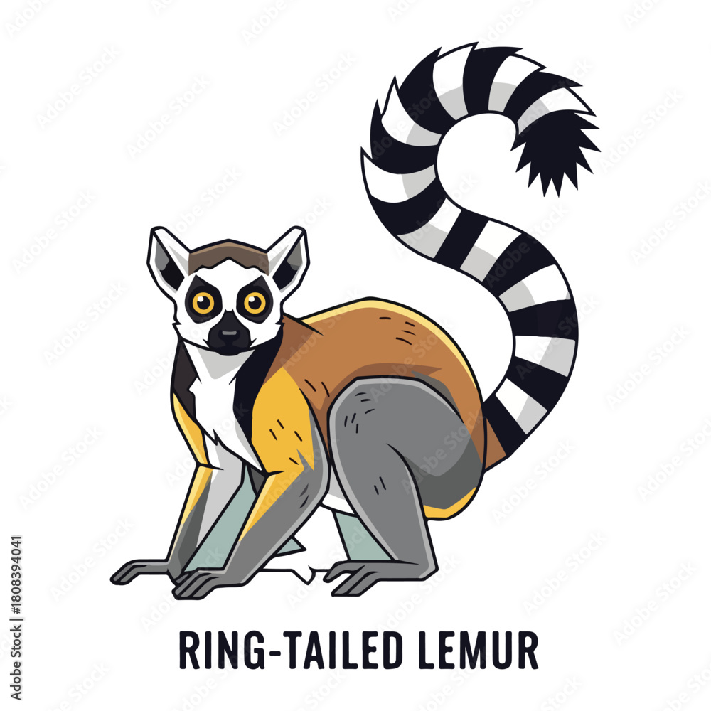 Obraz premium Lemur Collection of Wild Animal Vector Illustrations