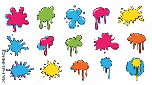 Vector Art Cartoon Splatter Collection for Creative Designs