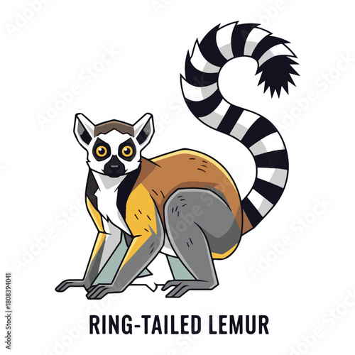 Lemur Collection of Wild Animal Vector Illustrations
