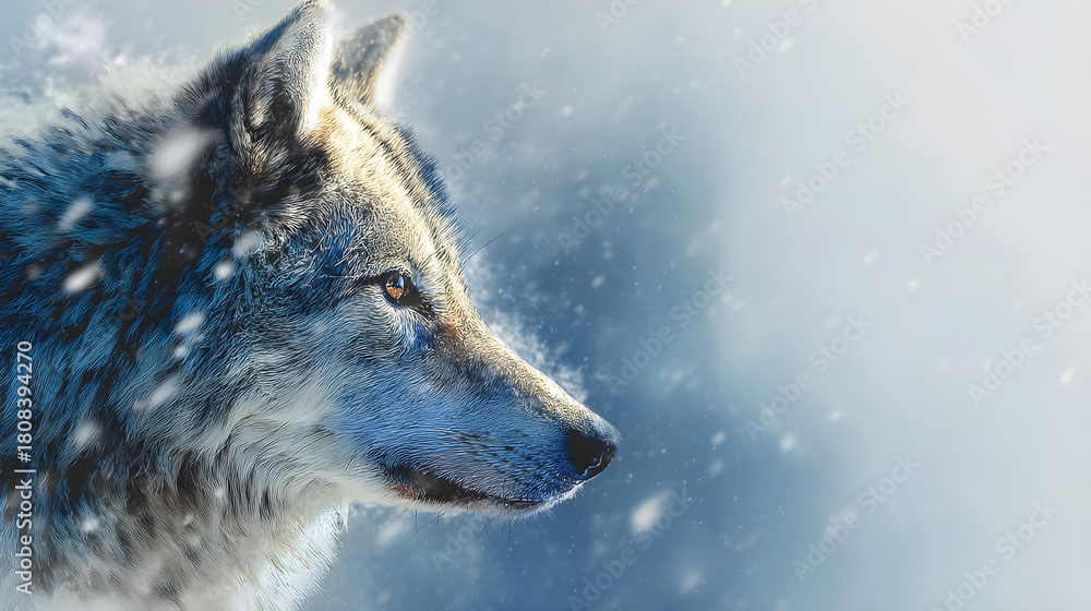 Fototapeta premium wolf in the snow
