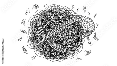 Brain Fog Concept Mental Health Illustration of Confusion and Cognitive Dysfunction