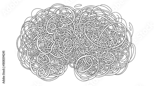 Tangled Thoughts Brain Illustration Representing Mental Clutter