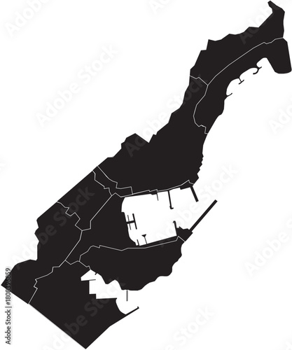 Vector Map of Monaco with Administrative Divisions, Principalities, Districts Editable Silhouette