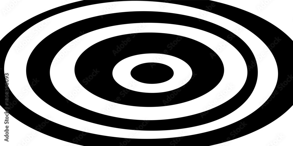 Naklejka premium Black and white hypnotic spiral background. Radial optical illusion art. Swirl tunnel wallpaper. Spinning concentric circles. Vortex or whirlpool design for poster, banner, flyer, booklet. Vector