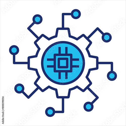 Smart systems icon vector illustration in blue duo-tone style