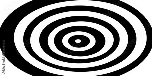 Black and white hypnotic spiral background. Radial optical illusion art. Swirl tunnel wallpaper. Spinning concentric circles. Vector Ilustration