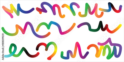 Colorful abstract wavy lines, gradient art doodle pattern design Vector