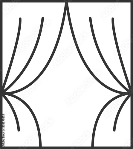 Curtains Line Icon – Minimal Editable Stroke Window Vector for Interior and Home Design