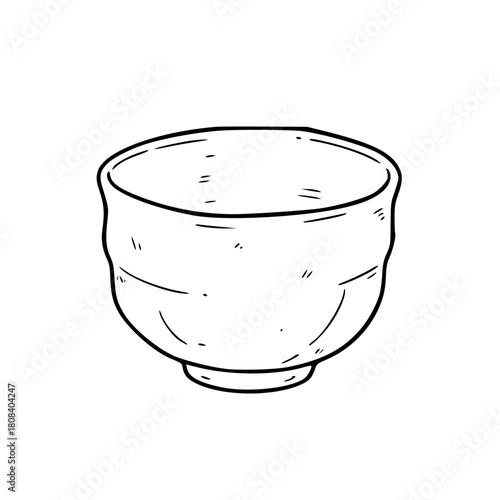 Cute traditional ceramic bowl line illustration