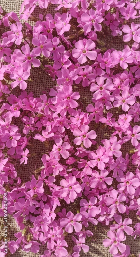 Obraz premium Abundant Pink Creeping Phlox Blossoms in Spring Sunlight.