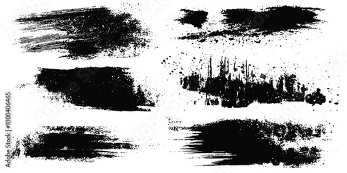 Abstract design with bundle of different ink brush strokes .Paintbrush set template. Grunge brushes collection. Brush stroke paint border in ,Dirty textures of banners, boxes, frames, Painted texture	