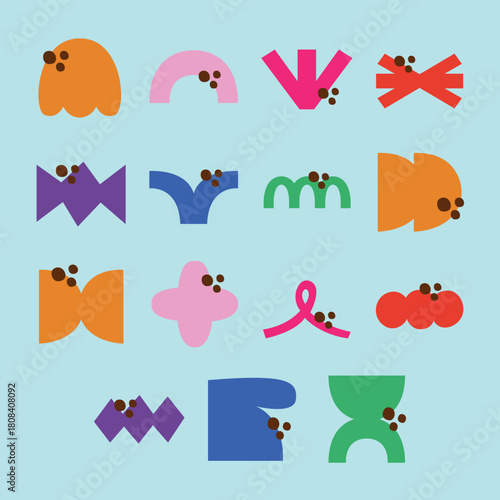 Colorful Abstract Shapes with Cute Decorative Accents