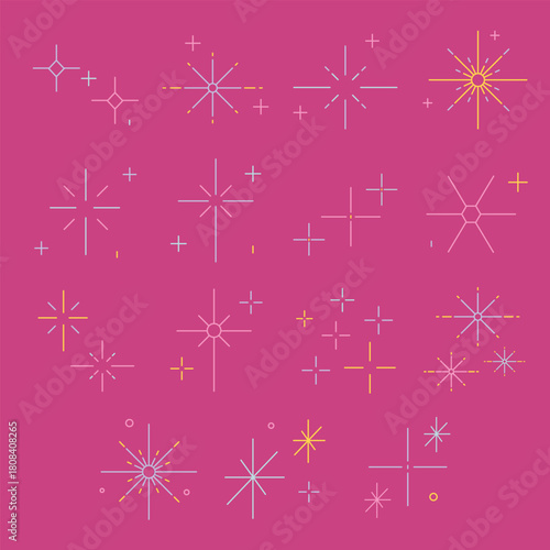 Colorful Sparkle Star Elements for Decorative Design