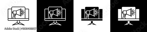 Viral icon set in line and glyph style on black and white background