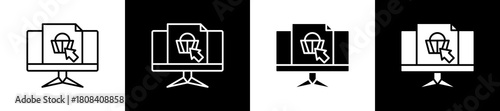 Web Shop icon set in line and glyph style on black and white background
