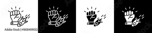 Traumatic icon set in line and glyph style on black and white background