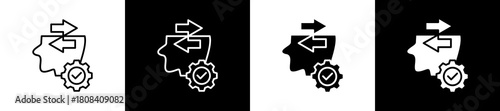 Chance icon set in line and glyph style on black and white background