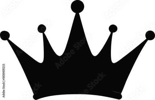A simple black silhouette image showcasing a regal and ornate crown design