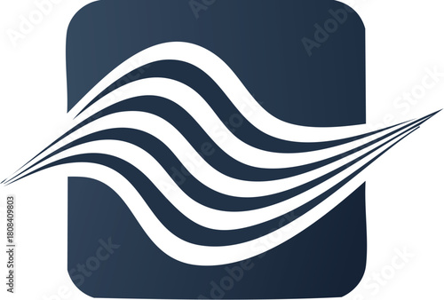 Abstract wave pattern in dark blue square, modern and dynamic design element for branding and graphics