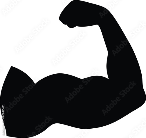 Silhouette of a strong muscular arm flexing demonstrating physical power high quality professional