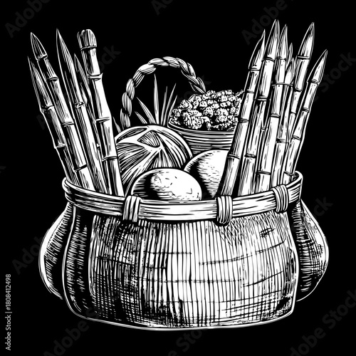 A basket overflowing with fresh produce and natural ingredients