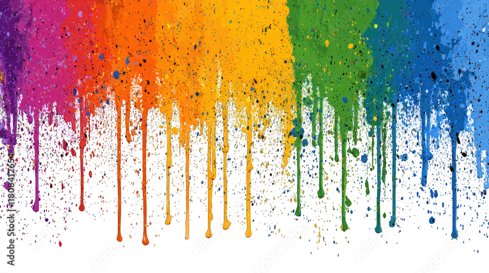 Fototapeta premium A vibrant splash of colors dripping down a dark background, creating a lively, artistic effect that evokes creativity and expression.