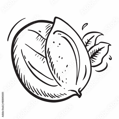 Illustration of two almonds isolated on