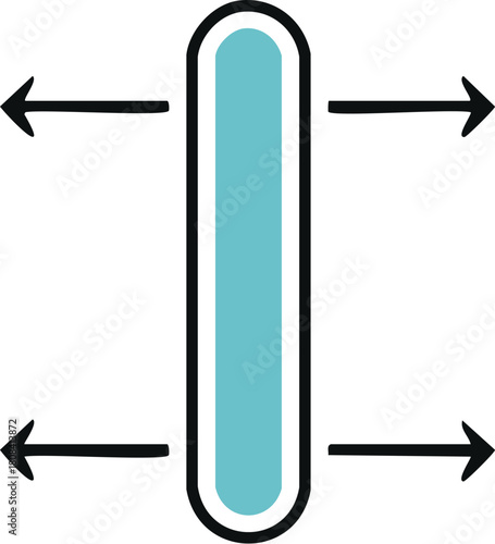 Simple line icon representing horizontal expansion, stretching, or resizing. A symbol of growth, divergence, and increasing width
