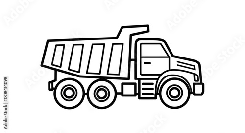 Construction Truck Silhouette: A detailed outline of a heavy-duty construction truck, conveying the essence of engineering and infrastructural development.
