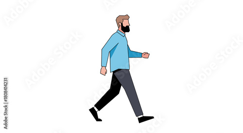 Confident man strides forward, embodying ambition and determination, a modern professional on the move in a dynamic business world, vector design