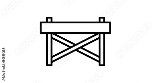 Construction Sawhorse: A simple, yet sturdy construction sawhorse, a fundamental tool in carpentry. Its clean lines and functional design speak to the essence of craftsmanship and precision.